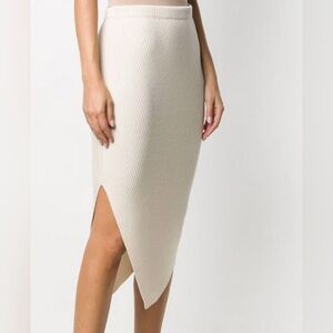 Theory Twisted Rib Skirt M Medium Ecru Cream Evian Stretch